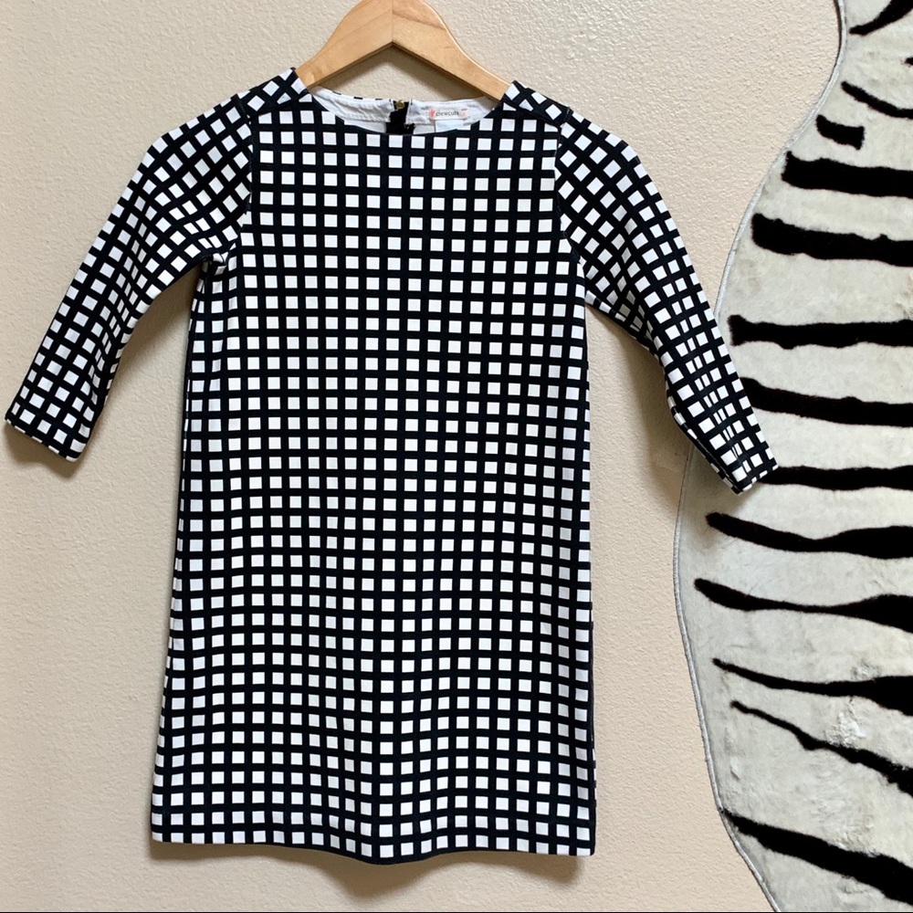 CREWCUTS DRESS in black and white check LS size 8